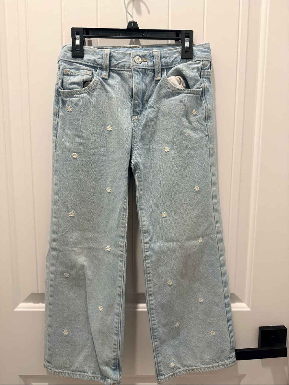 Old Navy Light Blue Daisy Embroidered Wide-Leg Jeans